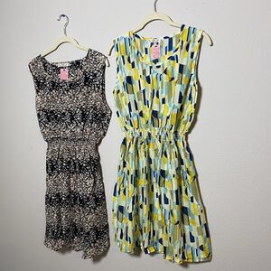 2 PC LOT Drunken Tango Smocked Popover Swimsuit Polyester Skater  Style Sundress
